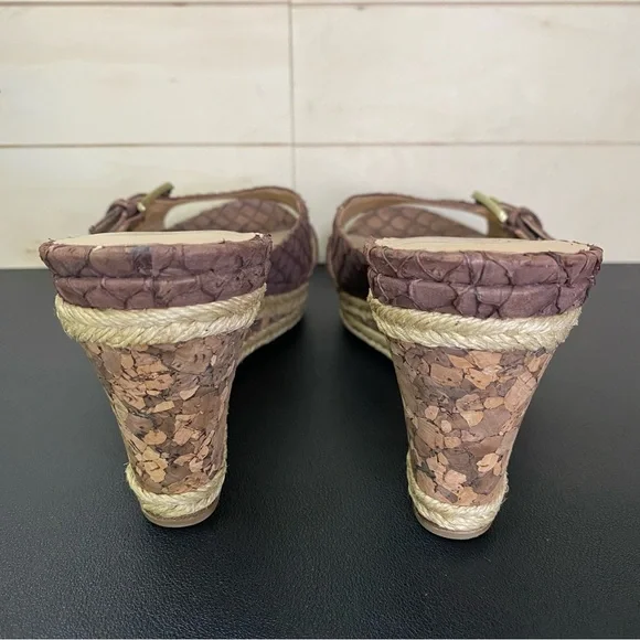 Donald Pliner Lisa Wedge Sandals Women's Size 7.5 Shoes Snakeskin Espadrille - Picture 6 of 11